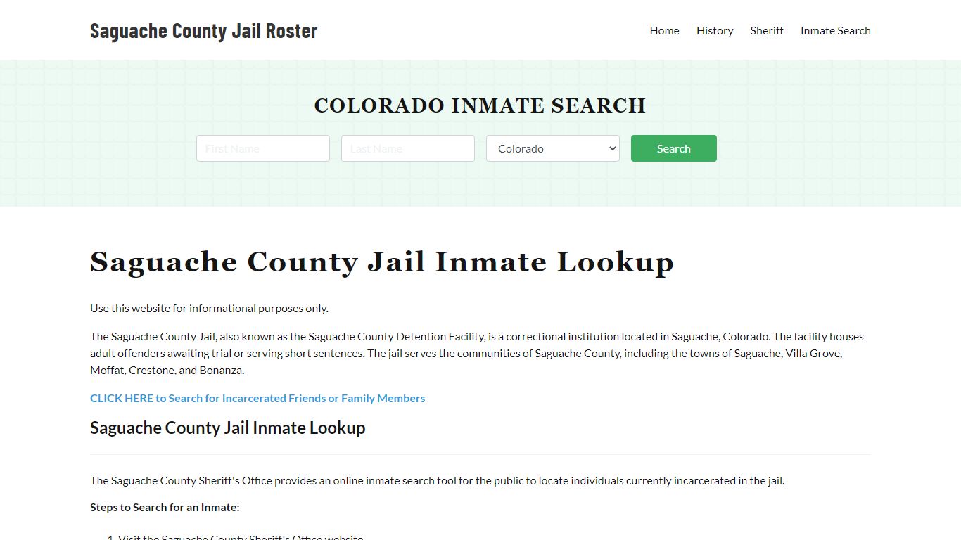 Saguache County Jail Roster Lookup, CO, Inmate Search