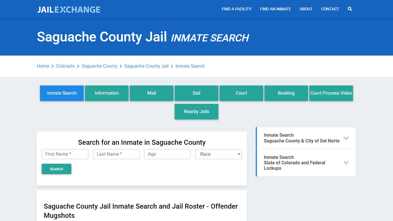 Saguache County Jail, CO Inmate Search: Roster & Mugshots