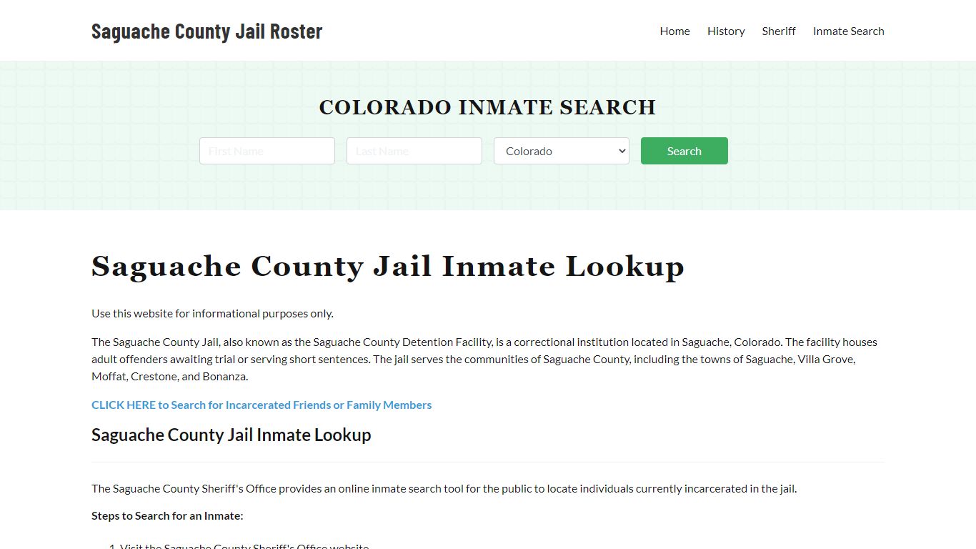 Saguache County Jail Roster Lookup, CO, Inmate Search